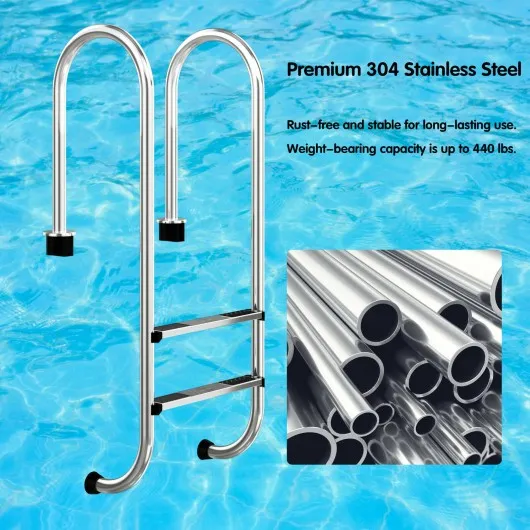 2-Step Swimming Pool Ladder Stainless Steel with Non-Slip Steps