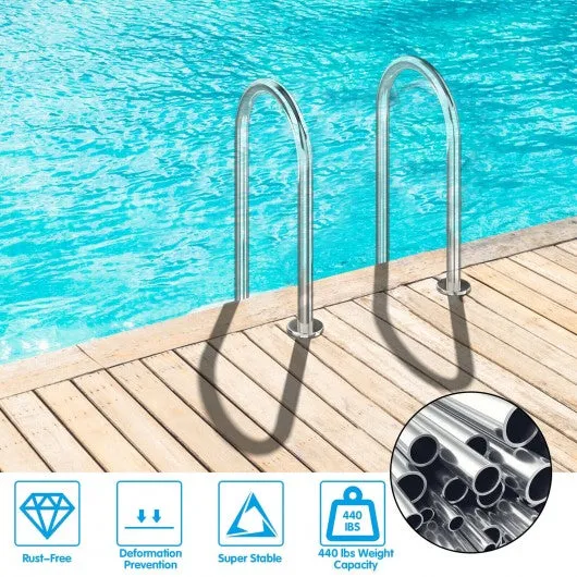 2-Step Swimming Pool Ladder Stainless Steel with Non-Slip Steps