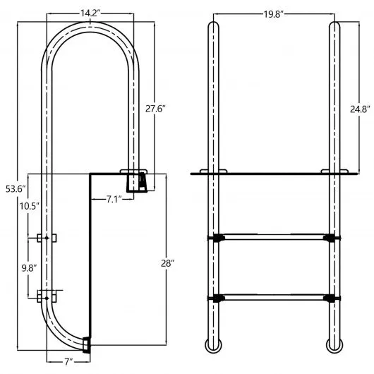 2-Step Swimming Pool Ladder Stainless Steel with Non-Slip Steps