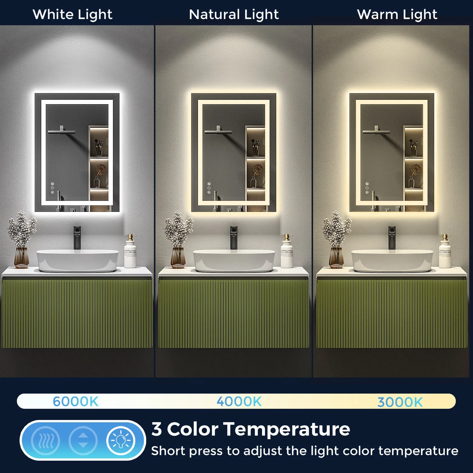 2022 Collection  Backlit   Front-Lighted LED Mirror for Bathroom 20 x 28 Inch