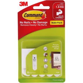 3M Command Adhesive Small Picture Hanging Strips Value Pack 8 Pack - White