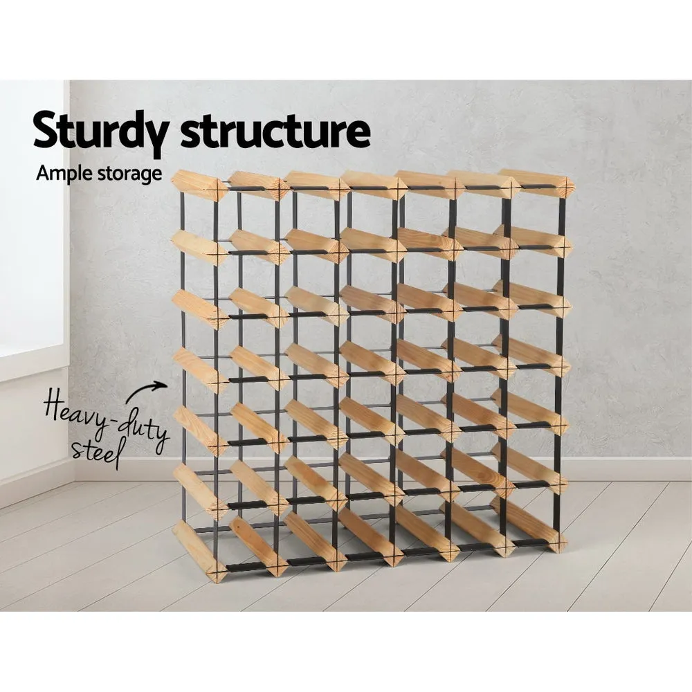 42-Bottle Wine Rack, Pine & Steel, Space-Saving - Artiss