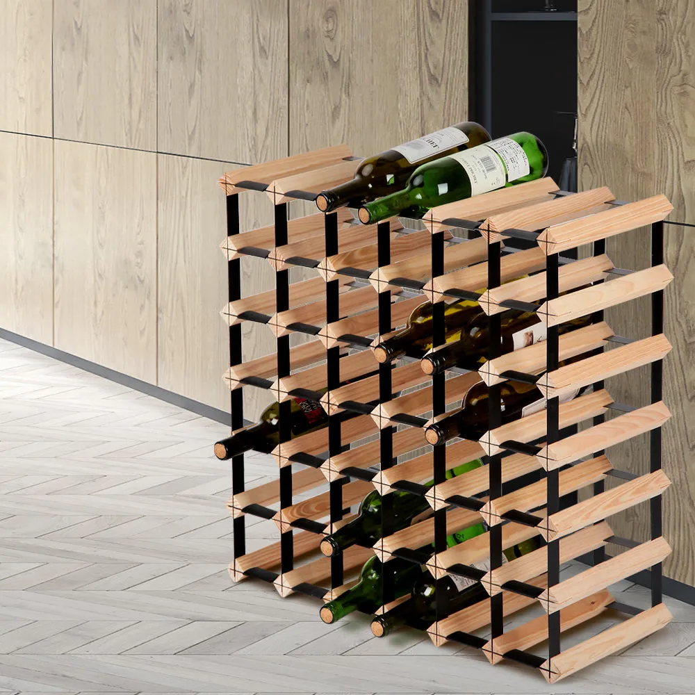 42-Bottle Wine Rack, Pine & Steel, Space-Saving - Artiss