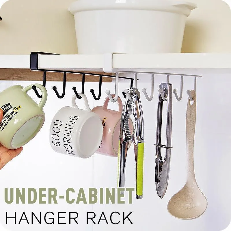 6 Hooks Under-Cabinet Hanger Rack