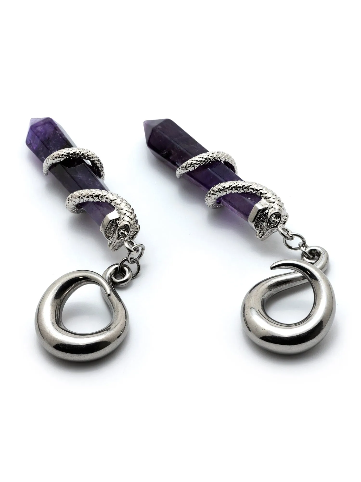 Amethyst Snake Wrapped Steel Curled Hook Hangers 8mm (0g)