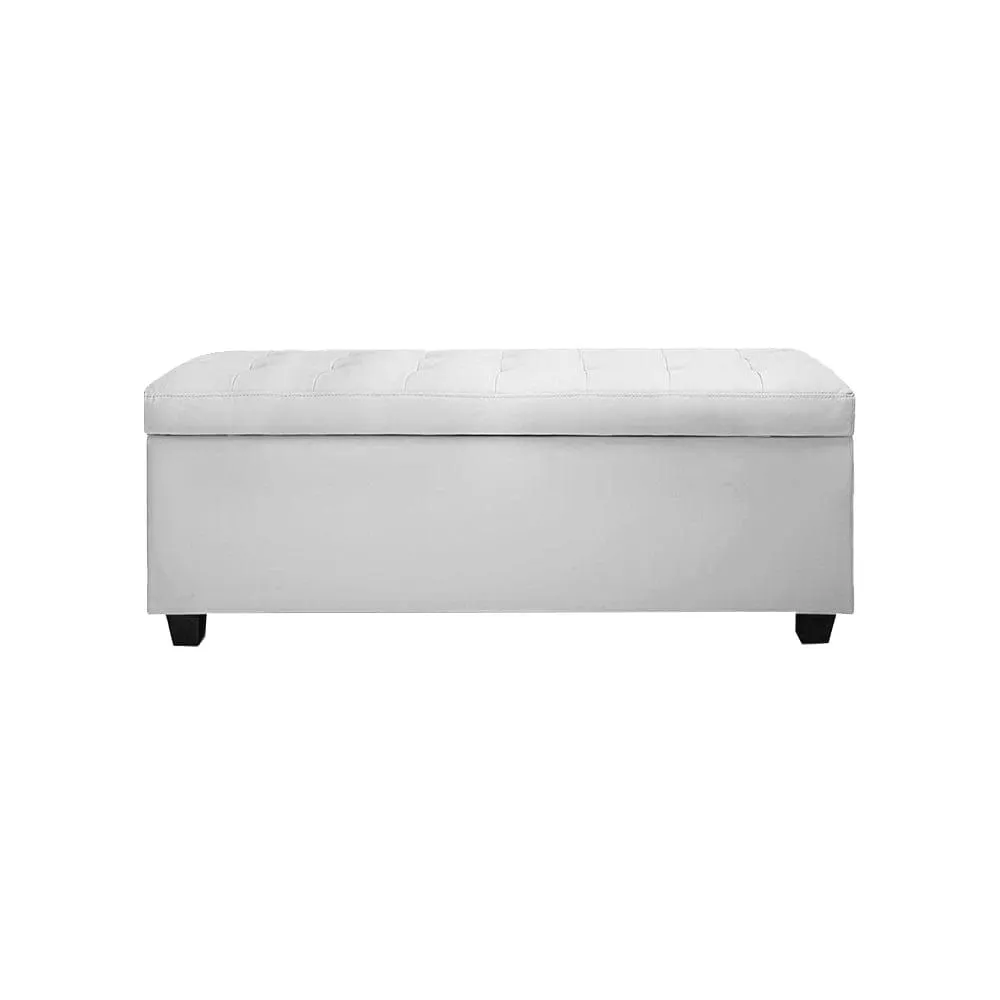 Artiss Storage Ottoman Blanket Box 97cm Leather White