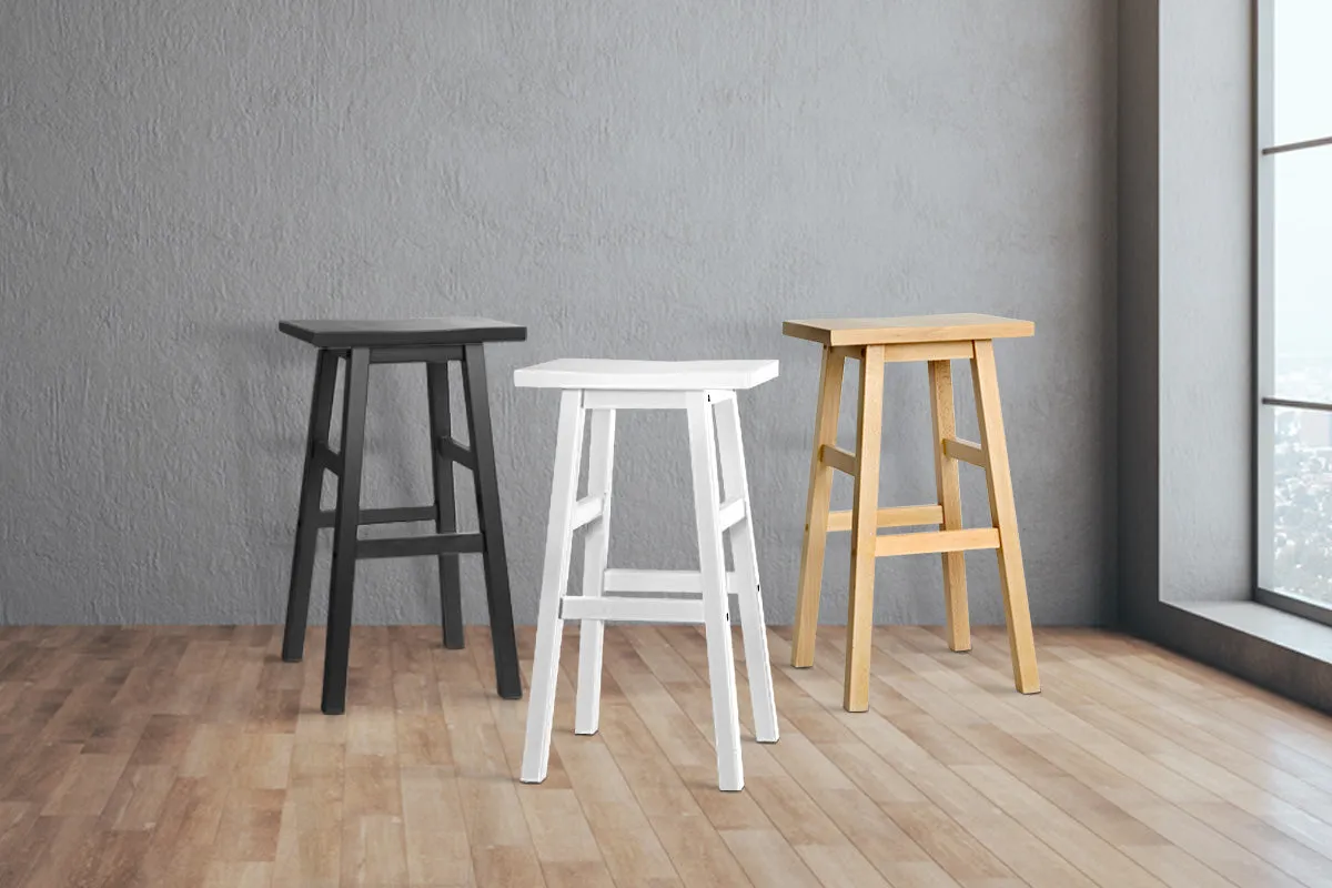 Beech Wood Sturdy Bar Stools with Footrest, Black x4 - Artiss