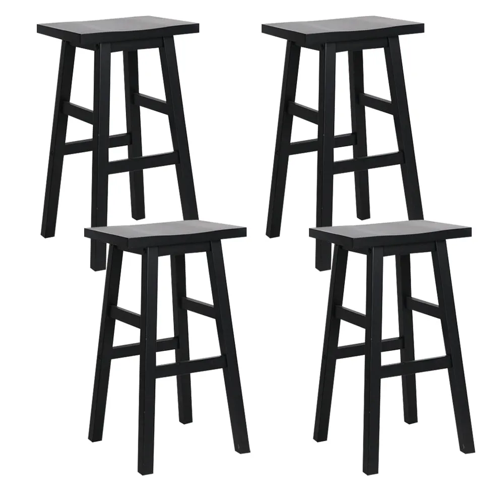 Beech Wood Sturdy Bar Stools with Footrest, Black x4 - Artiss