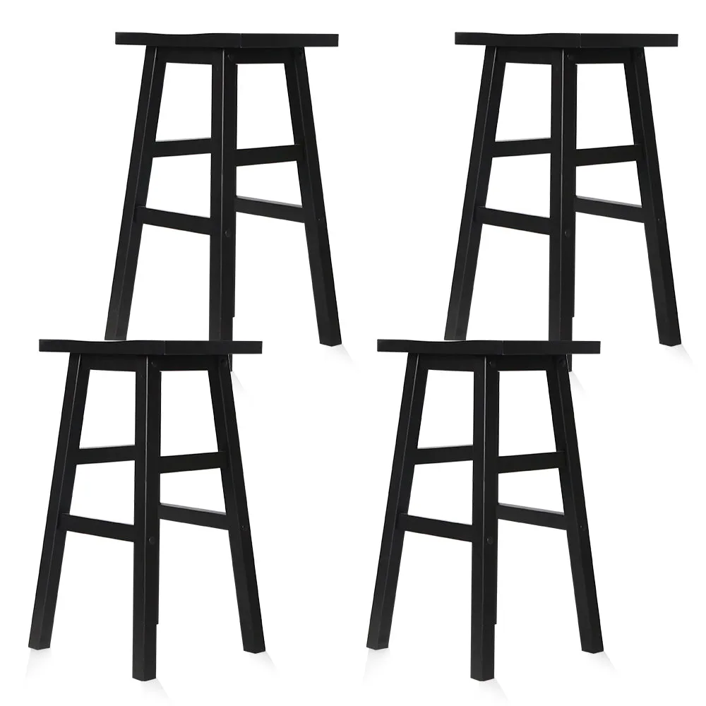 Beech Wood Sturdy Bar Stools with Footrest, Black x4 - Artiss