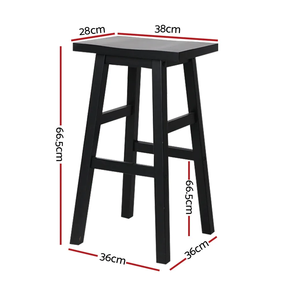 Beech Wood Sturdy Bar Stools with Footrest, Black x4 - Artiss