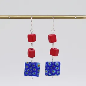 Blue Floral Drop Earring