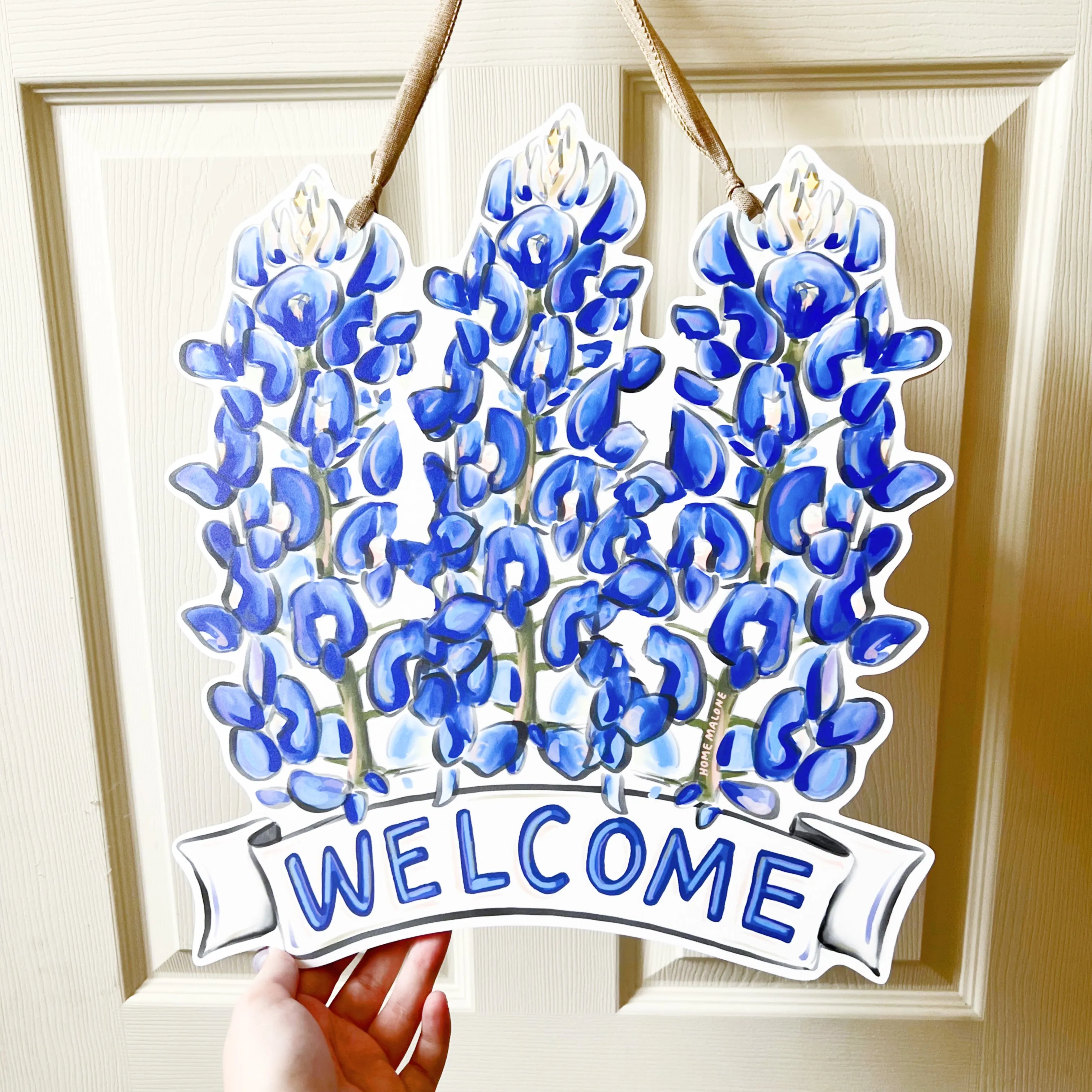 Bluebonnet Welcome Door Hanger