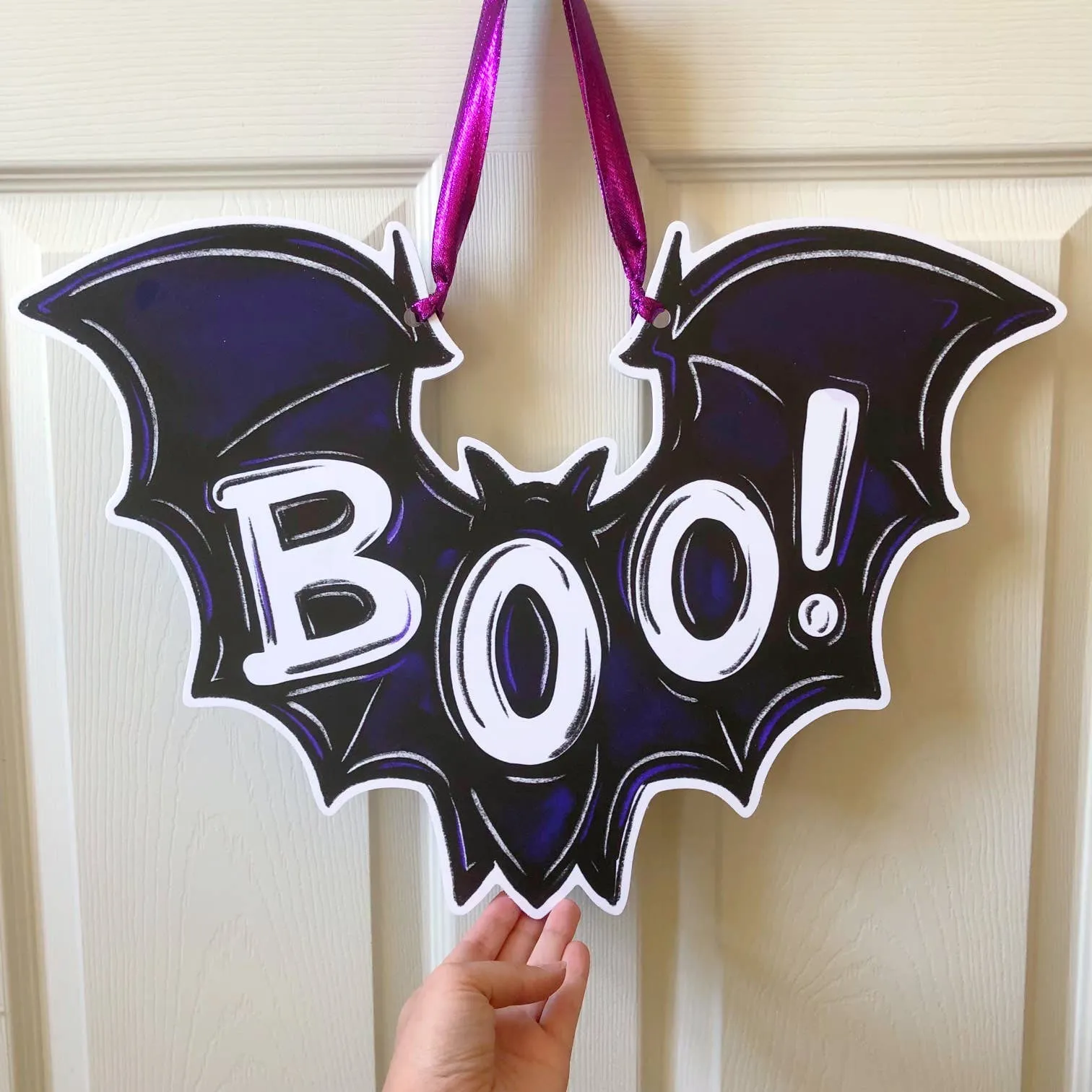 Boo! Bat Halloween Door Hanger Spooky Fall Outdoor Decor