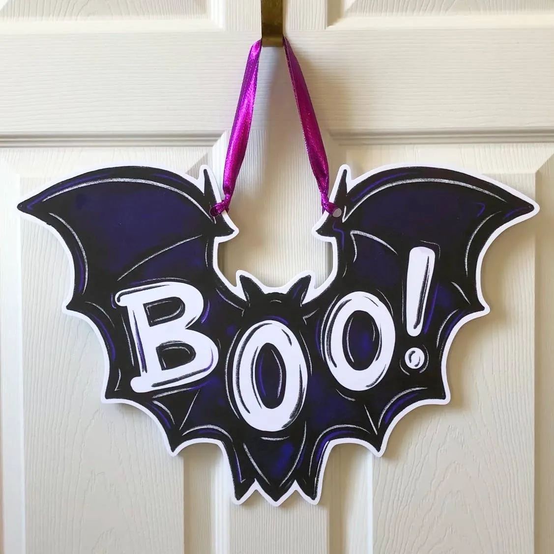 Boo! Bat Halloween Door Hanger Spooky Fall Outdoor Decor