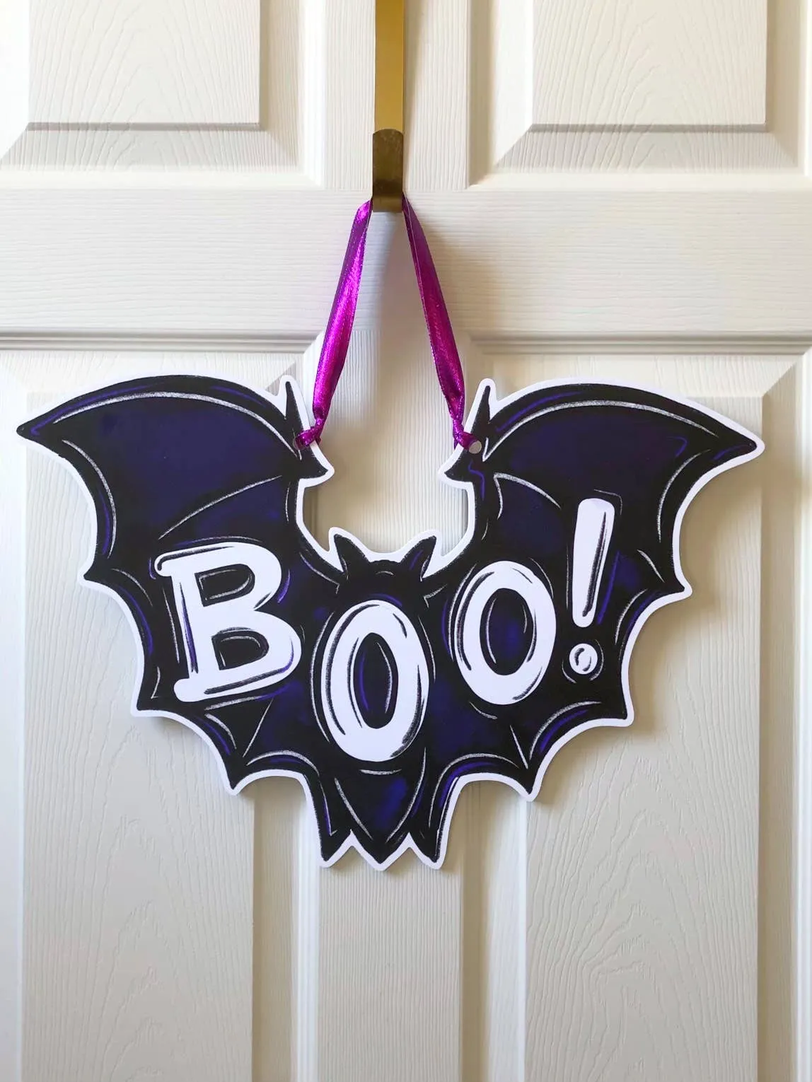 Boo! Bat Halloween Door Hanger Spooky Fall Outdoor Decor