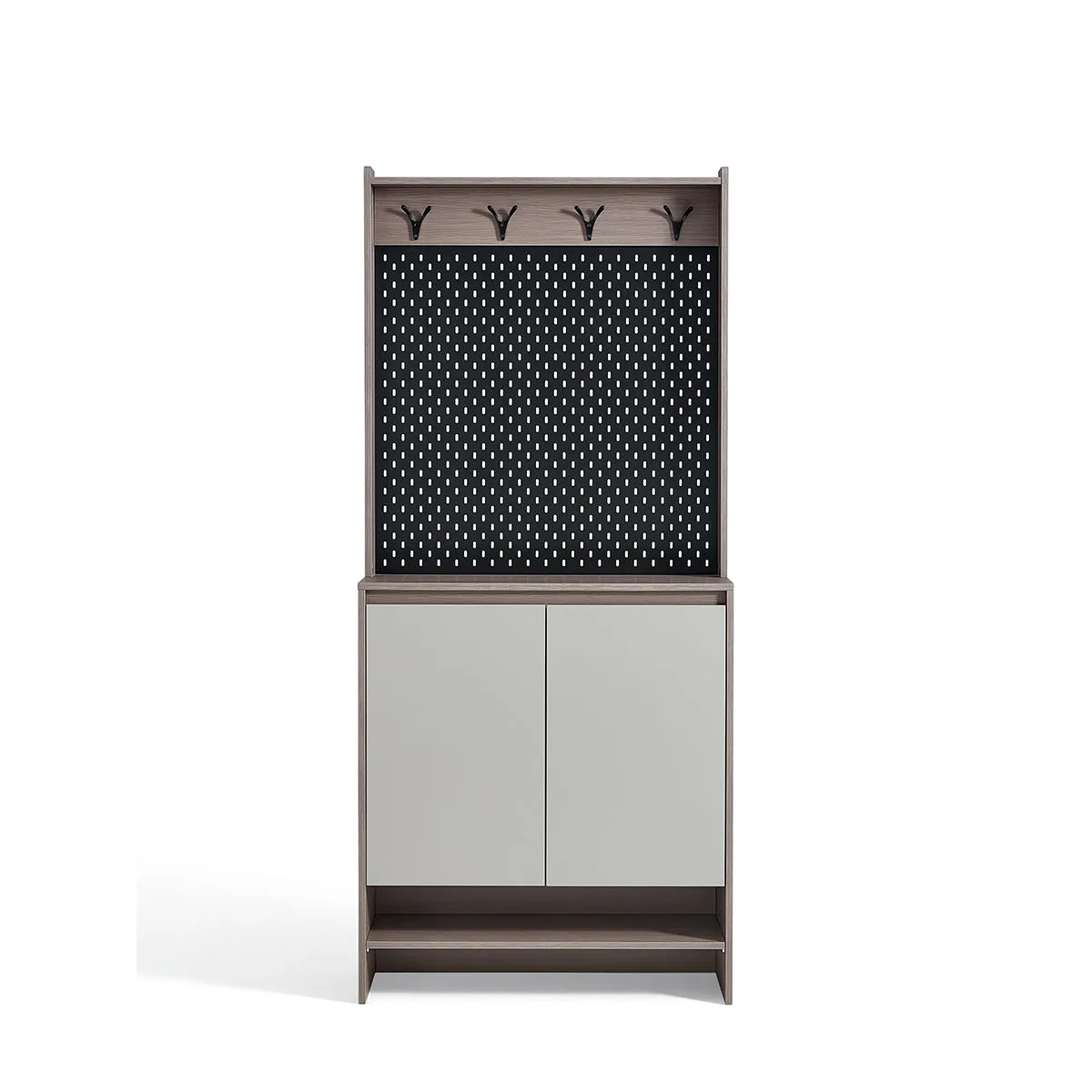 Cappuccino Taupe Shoe Cabinet with Coat Rack