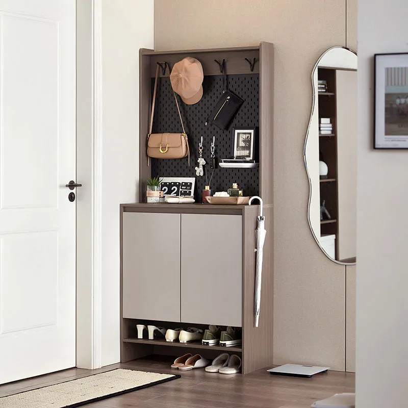 Cappuccino Taupe Shoe Cabinet with Coat Rack