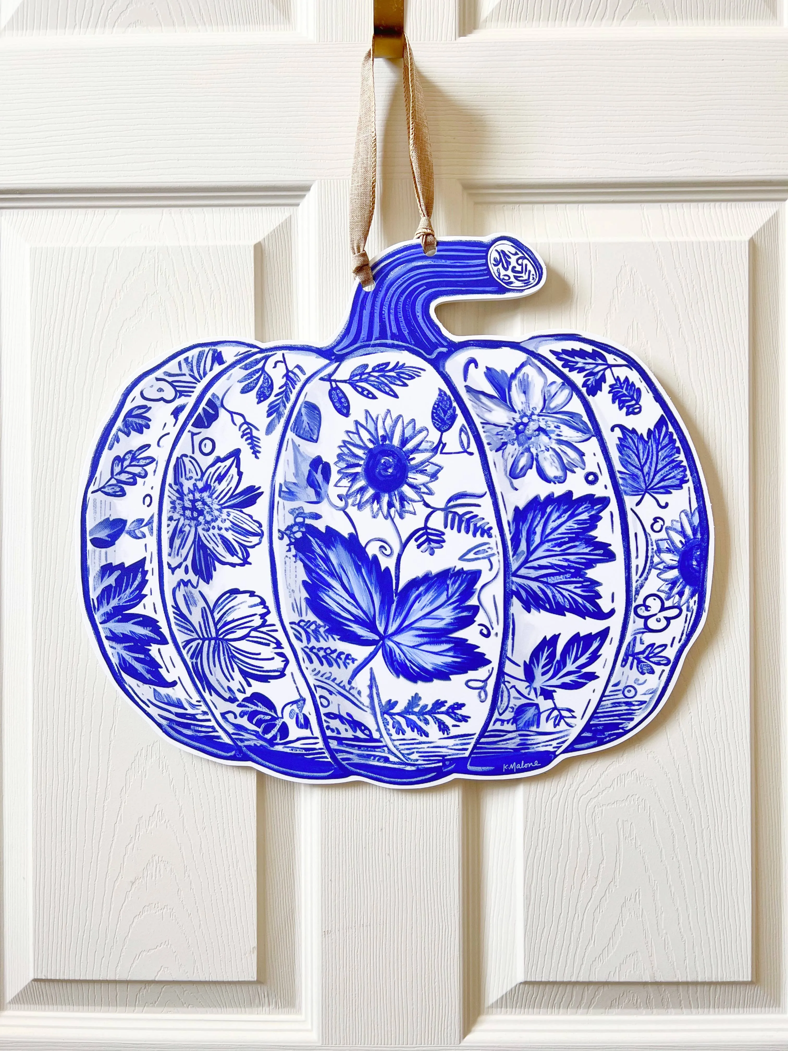 Chinoiserie Pumpkin Door Hanger - New Orleans Fall Decor