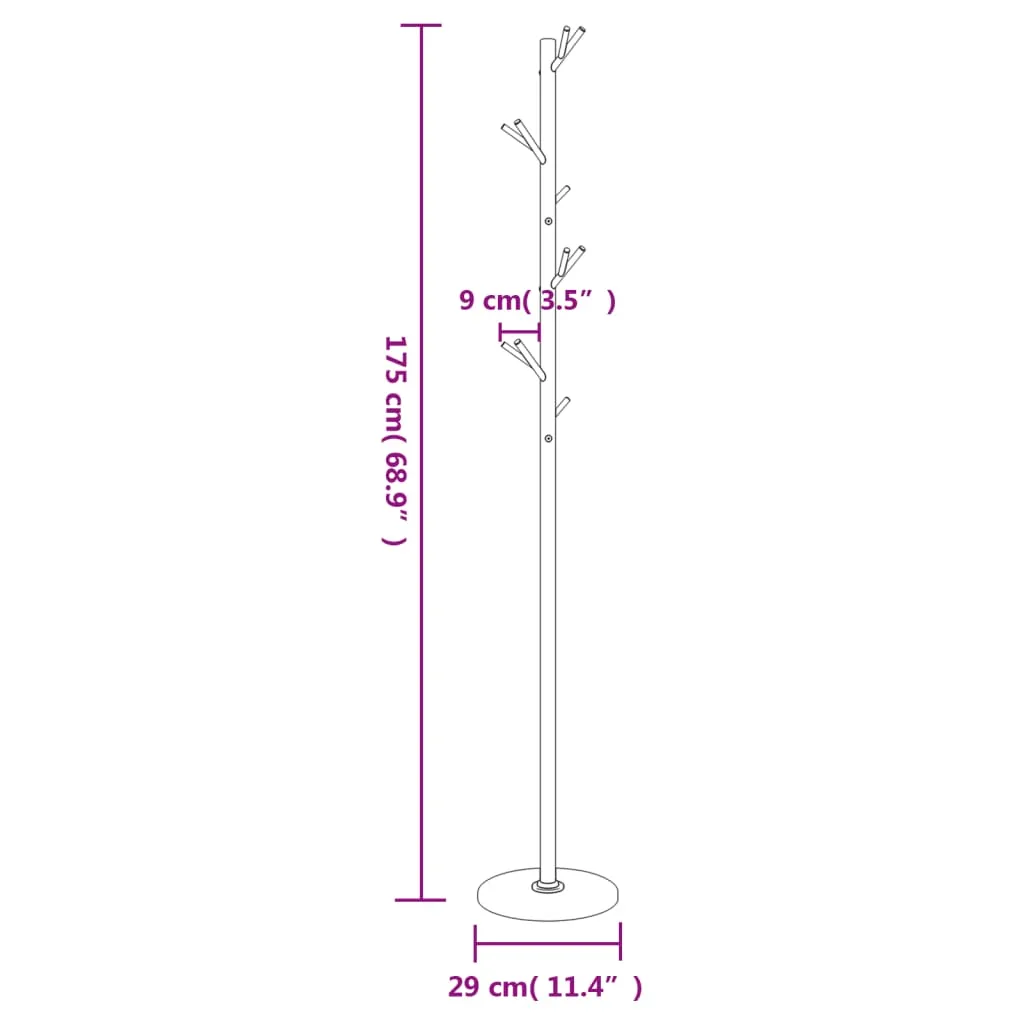 Coat Stand Black 175 cm Powder-coated Iron