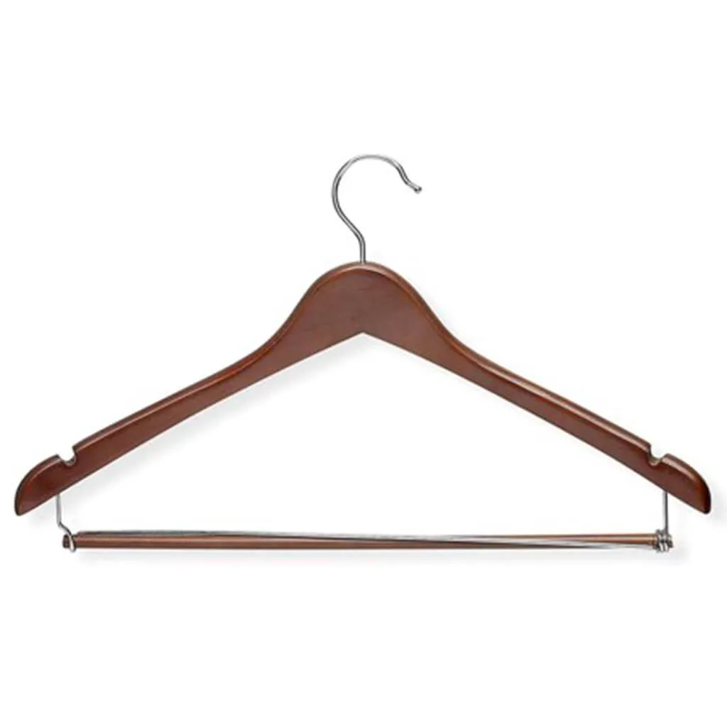 Contoured Suit Hanger with Locking Bar Cherry 3 pack