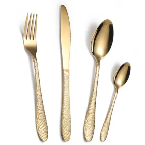 Cube Tableware Set Four-Piece Set Creative Western Food Steak Knife, Fork and Spoon Gold Stainless Steel Knife and Forks