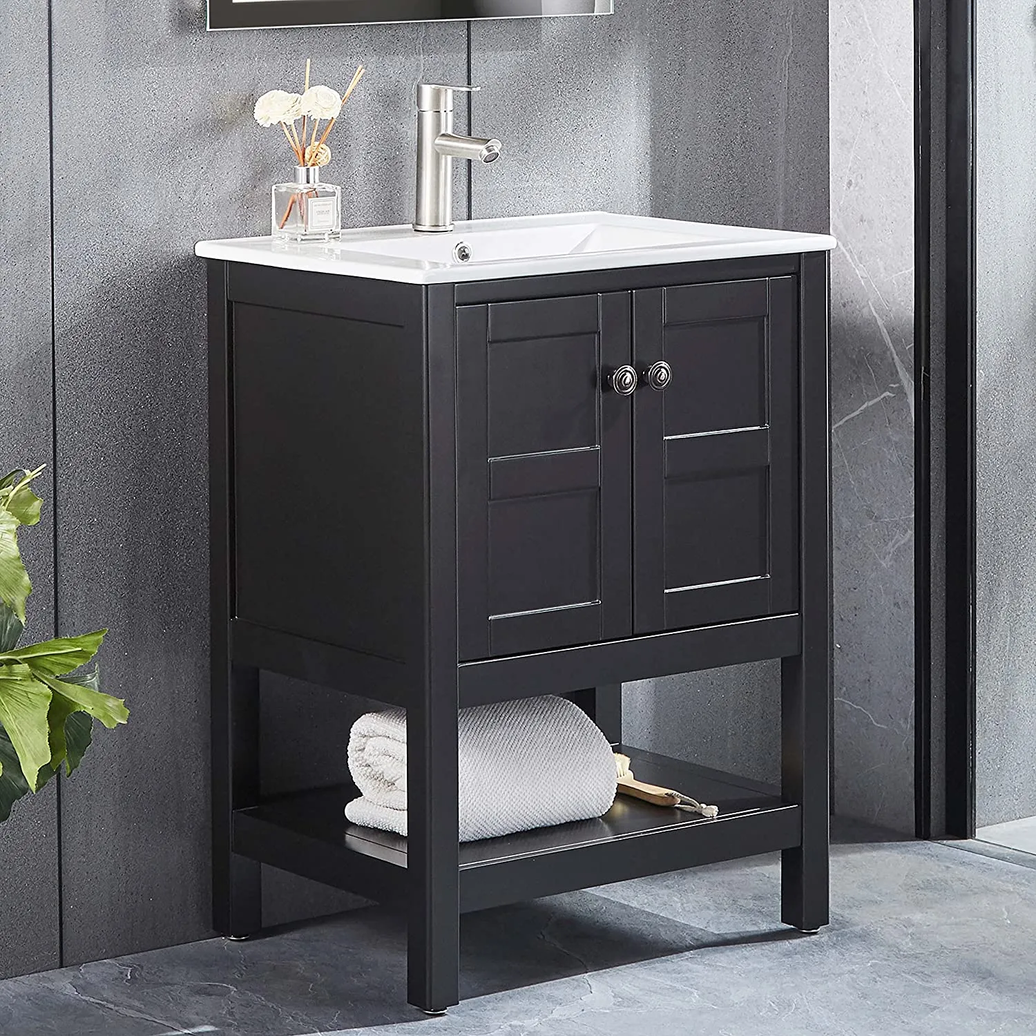 DELAVIN 24 inch Modern Bathroom Vanity and Sink Combo, Freestanding Sink Vanity Set