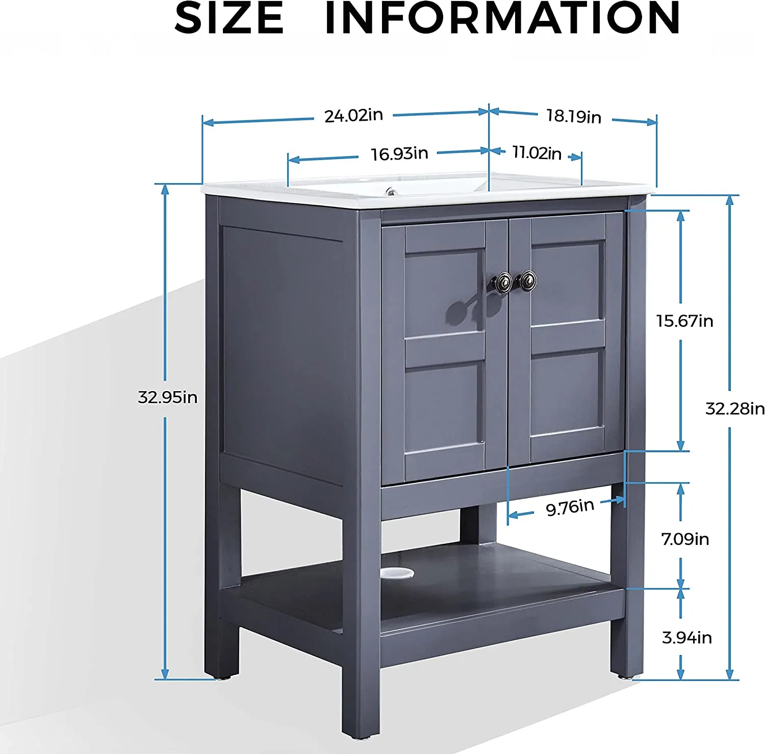 DELAVIN 24 inch Modern Bathroom Vanity and Sink Combo, Freestanding Sink Vanity Set