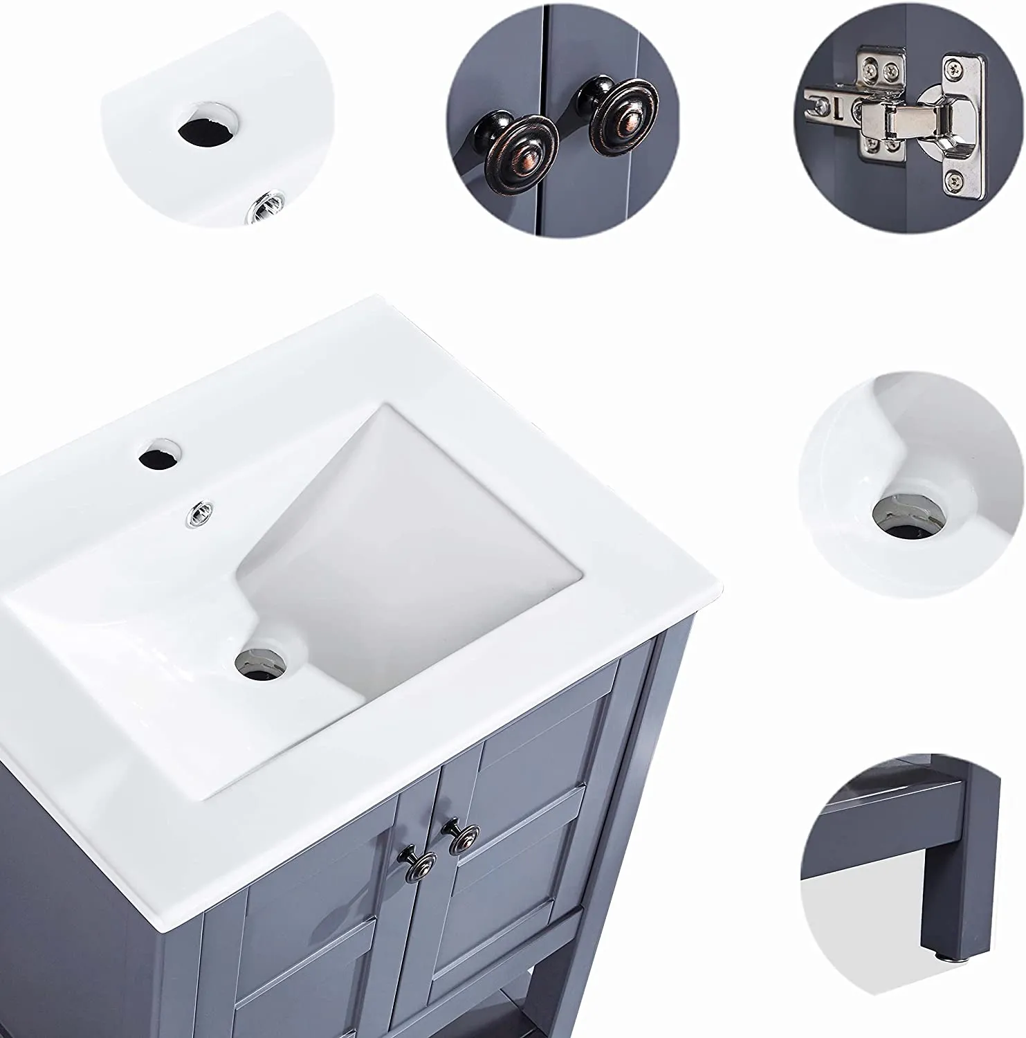 DELAVIN 24 inch Modern Bathroom Vanity and Sink Combo, Freestanding Sink Vanity Set