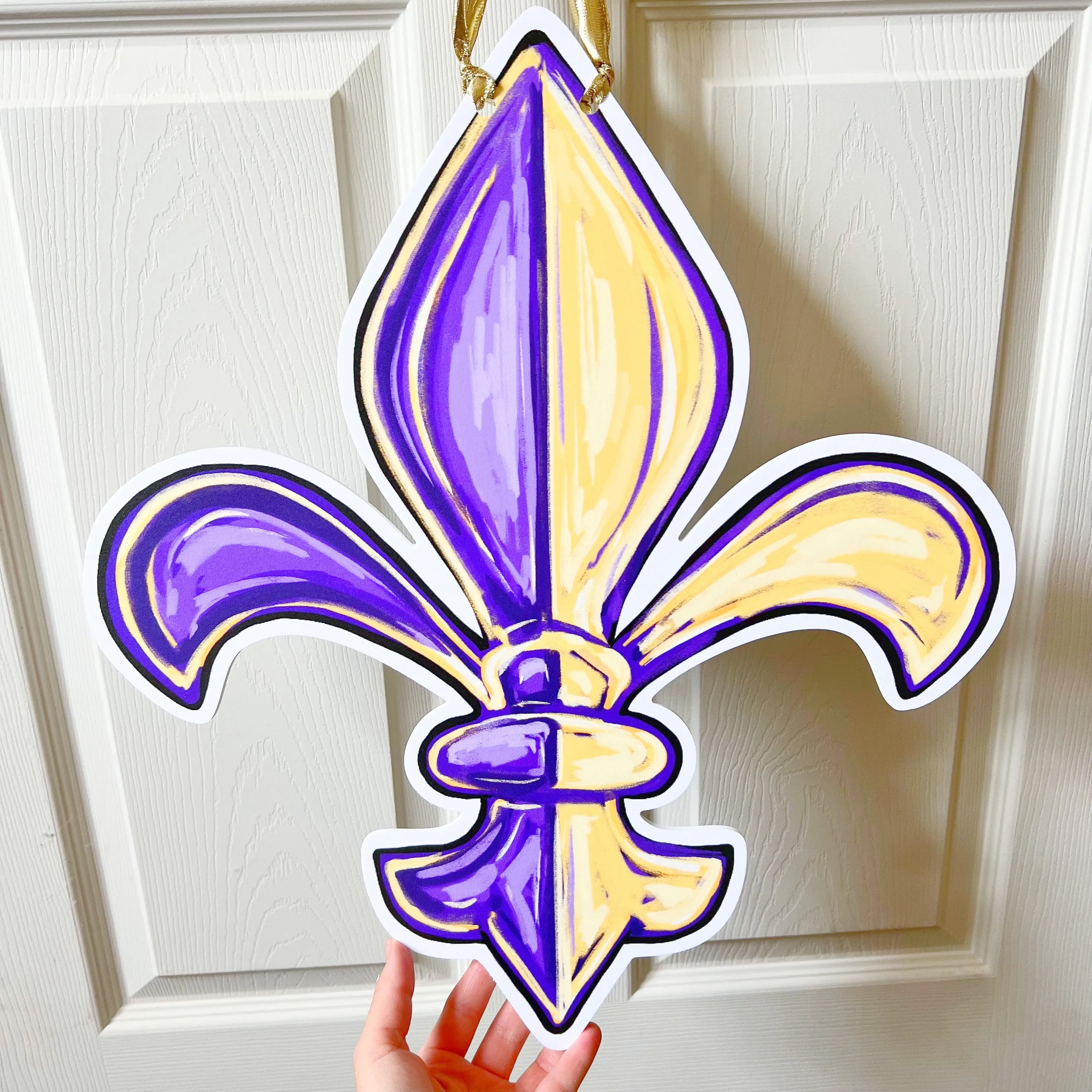 Double Sided FDL Door Hanger: Purple&Gold/Saints