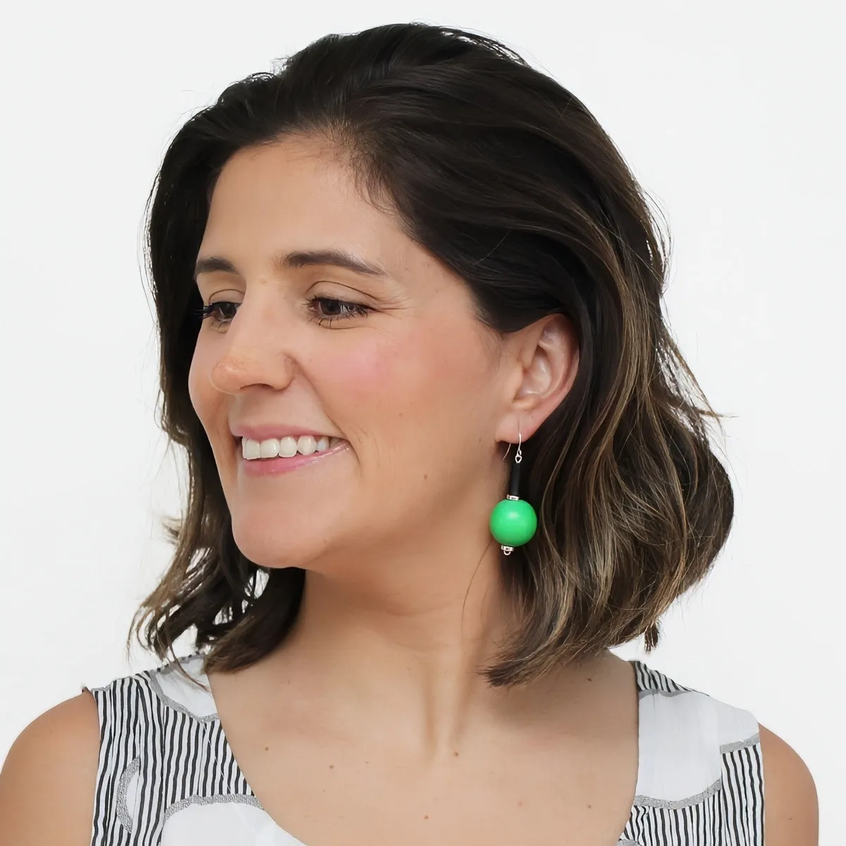 Green Ball Drop Earring