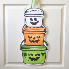 Happy Halloween Buckets Door Hanger