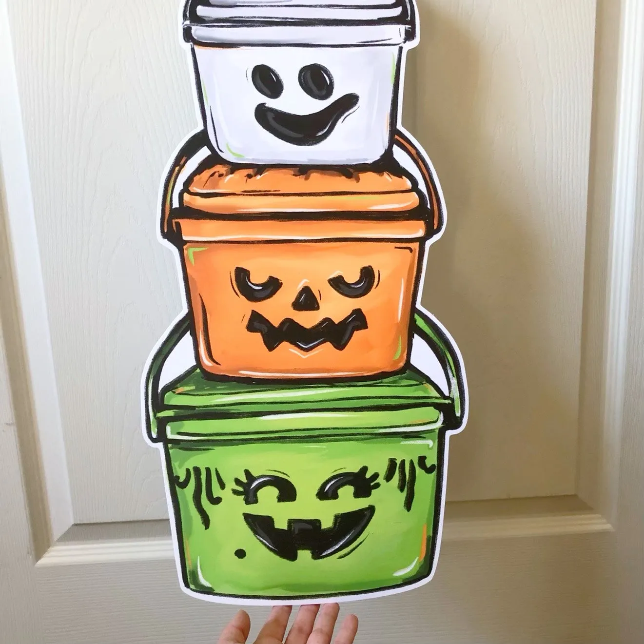 Happy Halloween Buckets Door Hanger