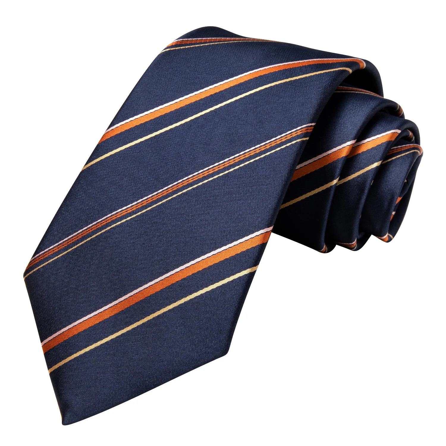 Hi-Tie Blue Colorful Strip Men's Necktie Pocket Square Cufflinks Set