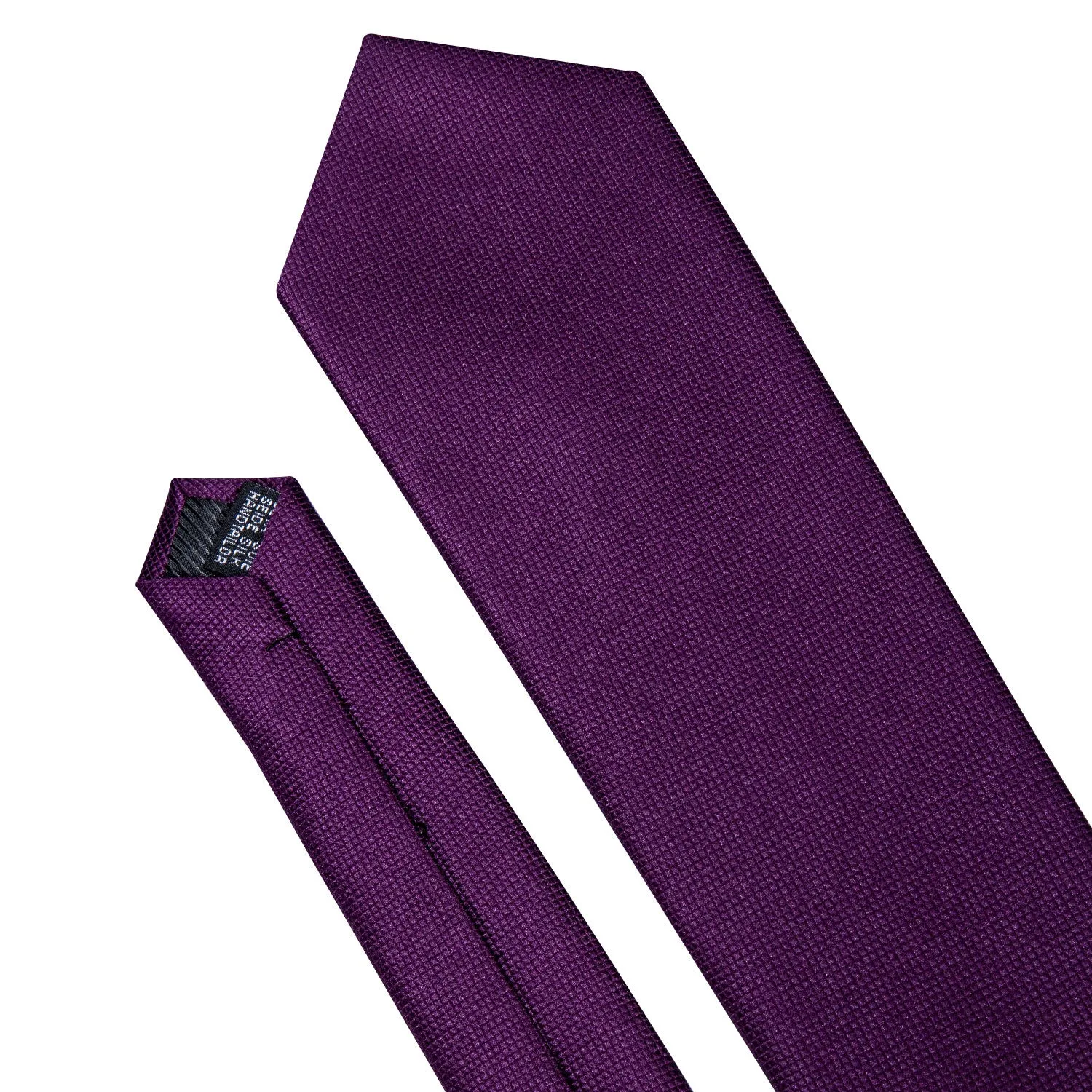 Hi-Tie Dark Purple Mens Necktie Solid Tie Pocket Square Cufflinks Set