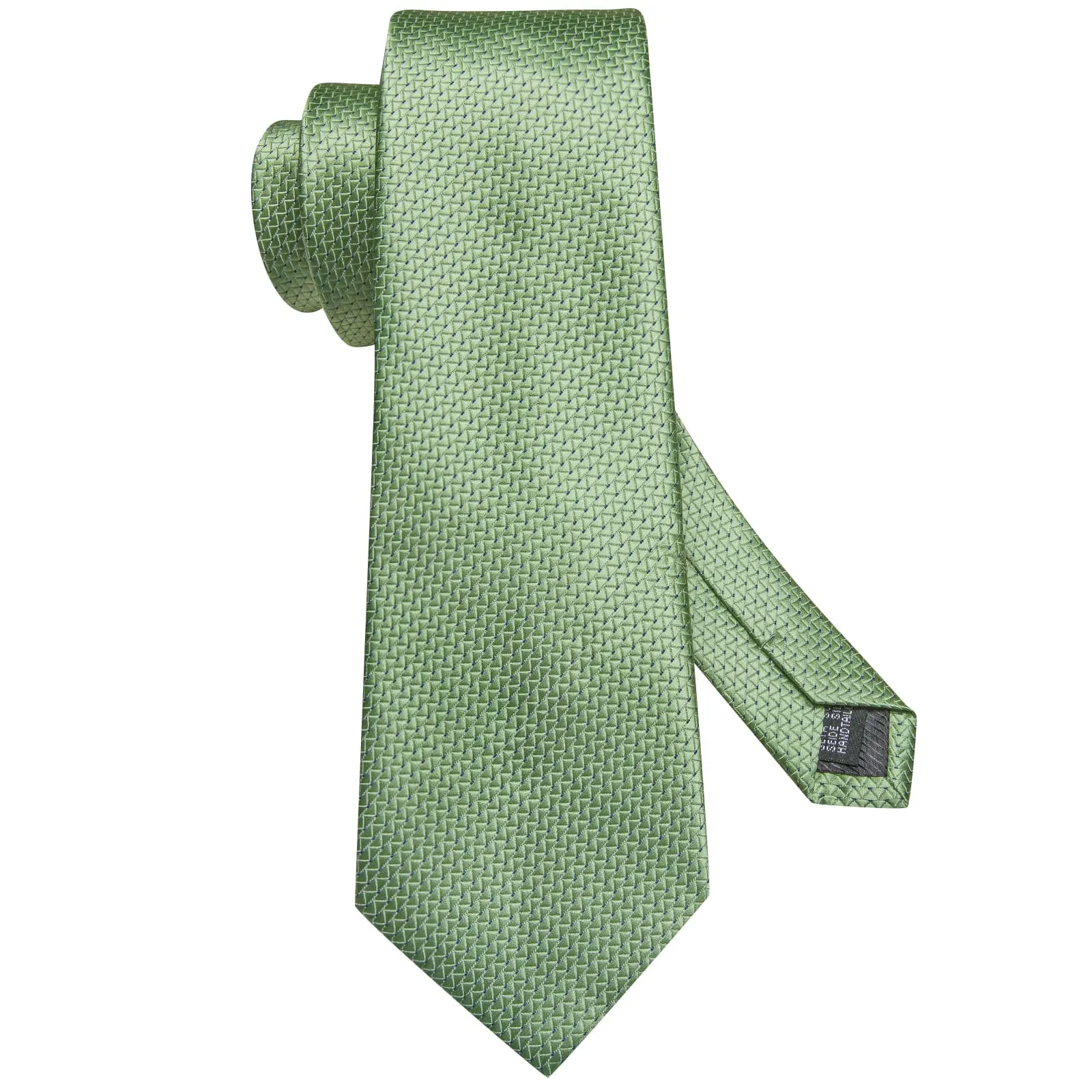 Hi-Tie Light Green Necktie Asparagus Geometric Tie Hanky Cufflinks Set