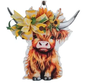 Highland Cow Door Hanger, Farmhouse-Style Home Decor, Unique Gift for Animal Lovers