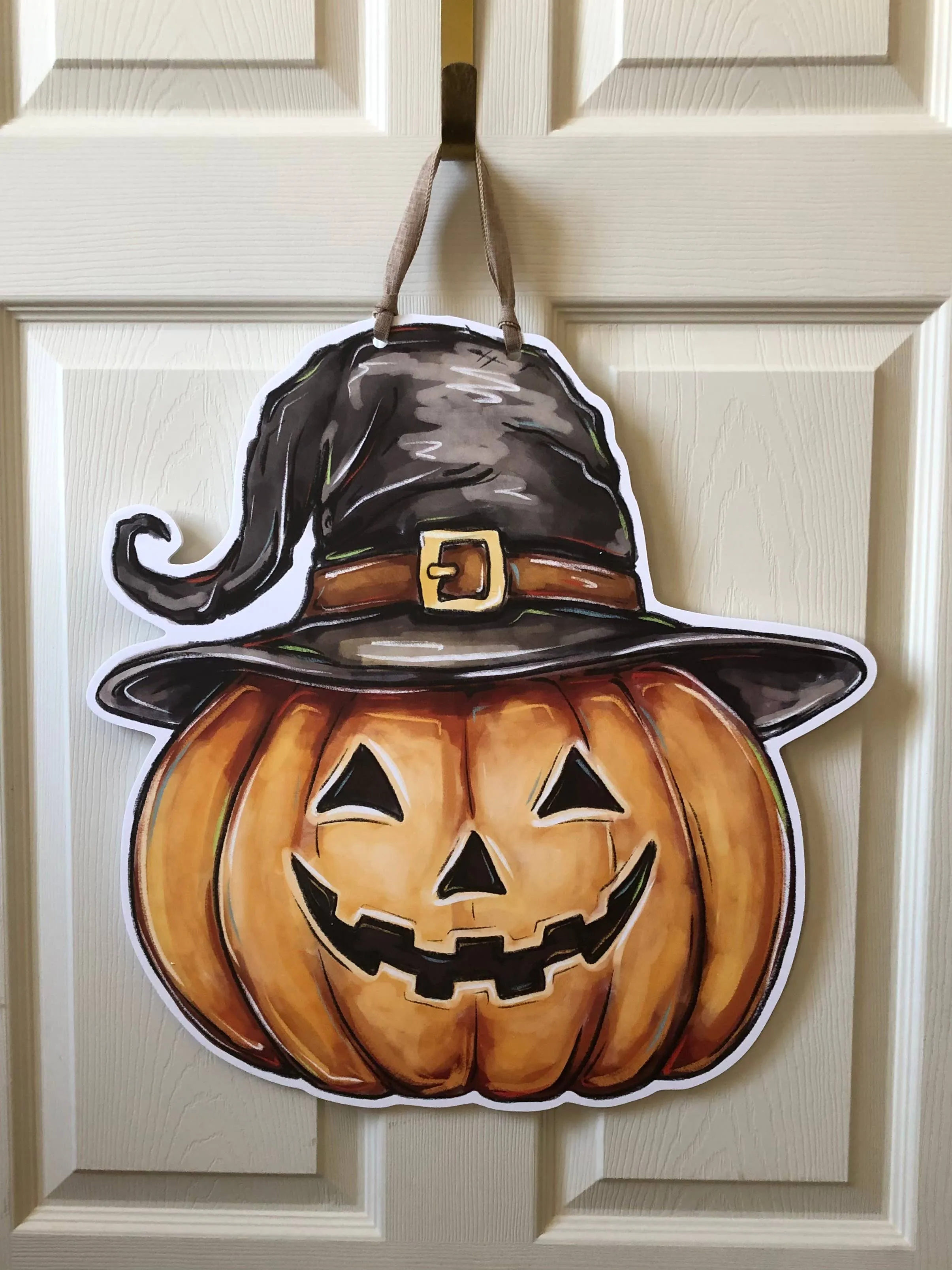 Jack-O'-Lantern Pumpkin Halloween Door Hanger - Fall Decor