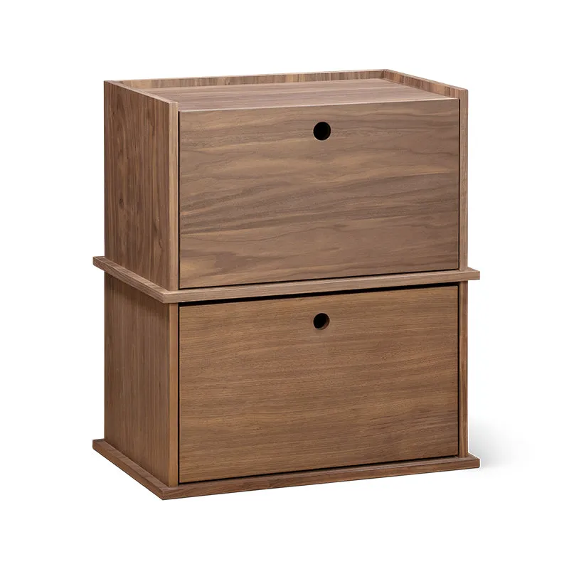 Keep Stacking Storage System 2-Piece, Closed, Walnut