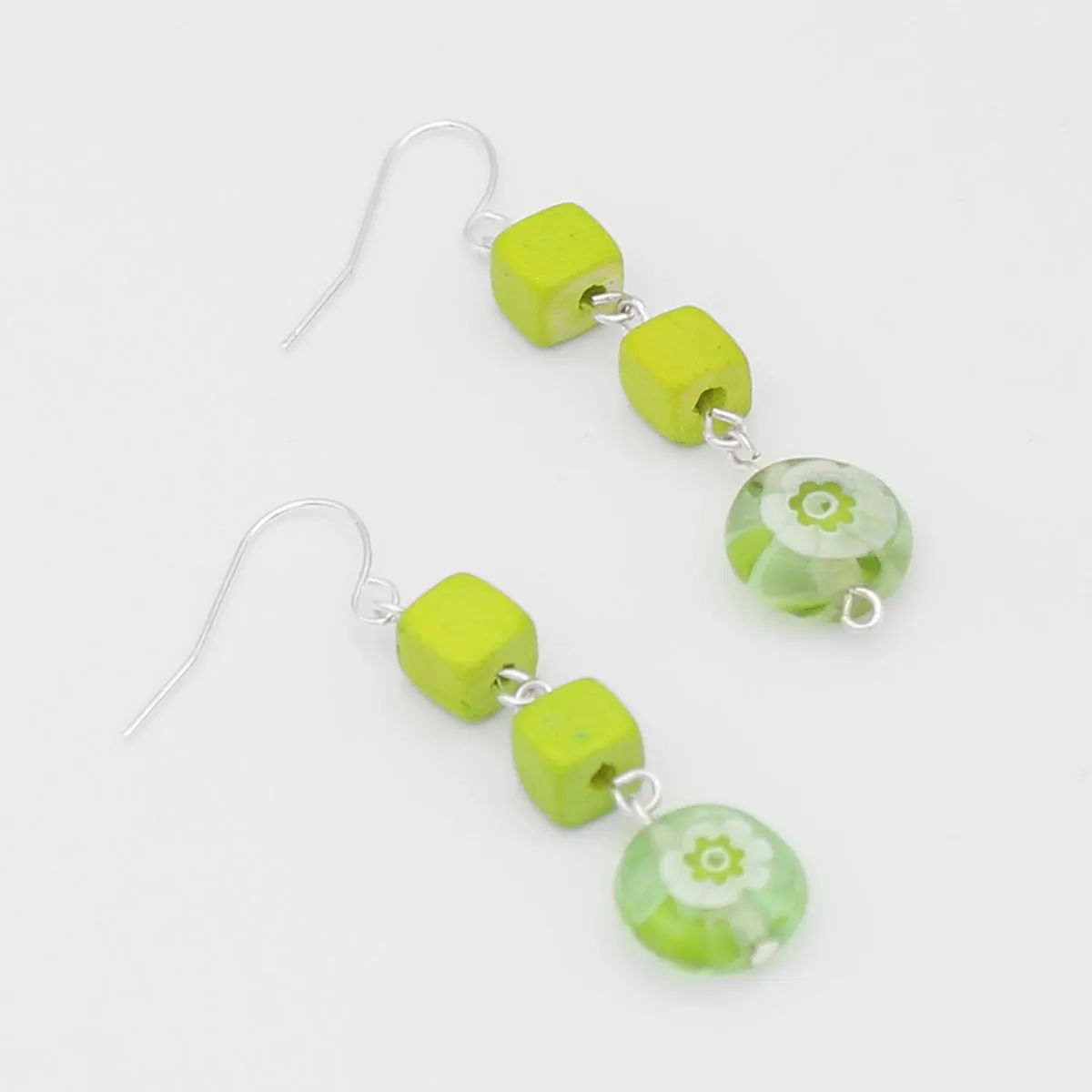 Lime Floral Drop Earring