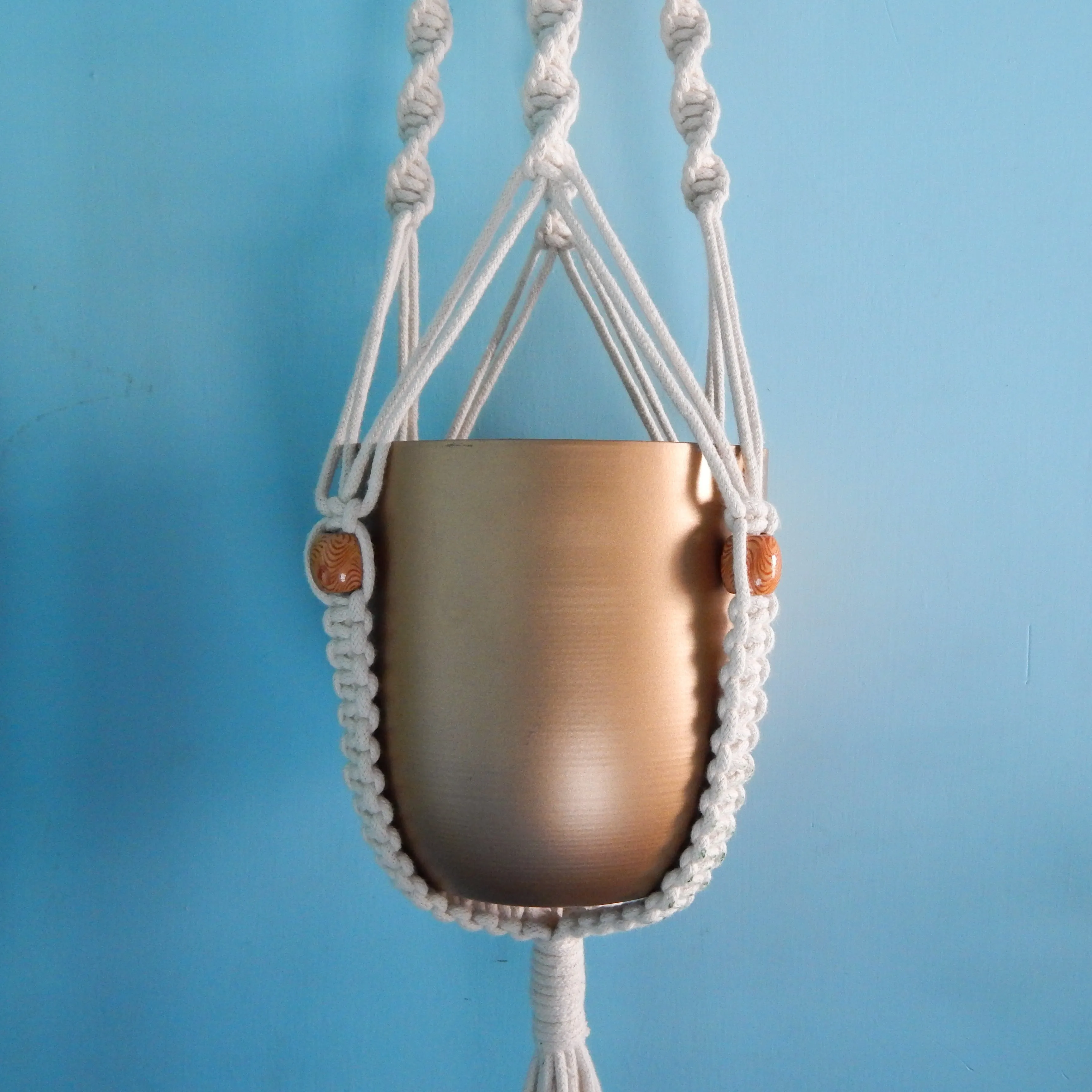 Macrame Cotton Plant Hanger with Beads