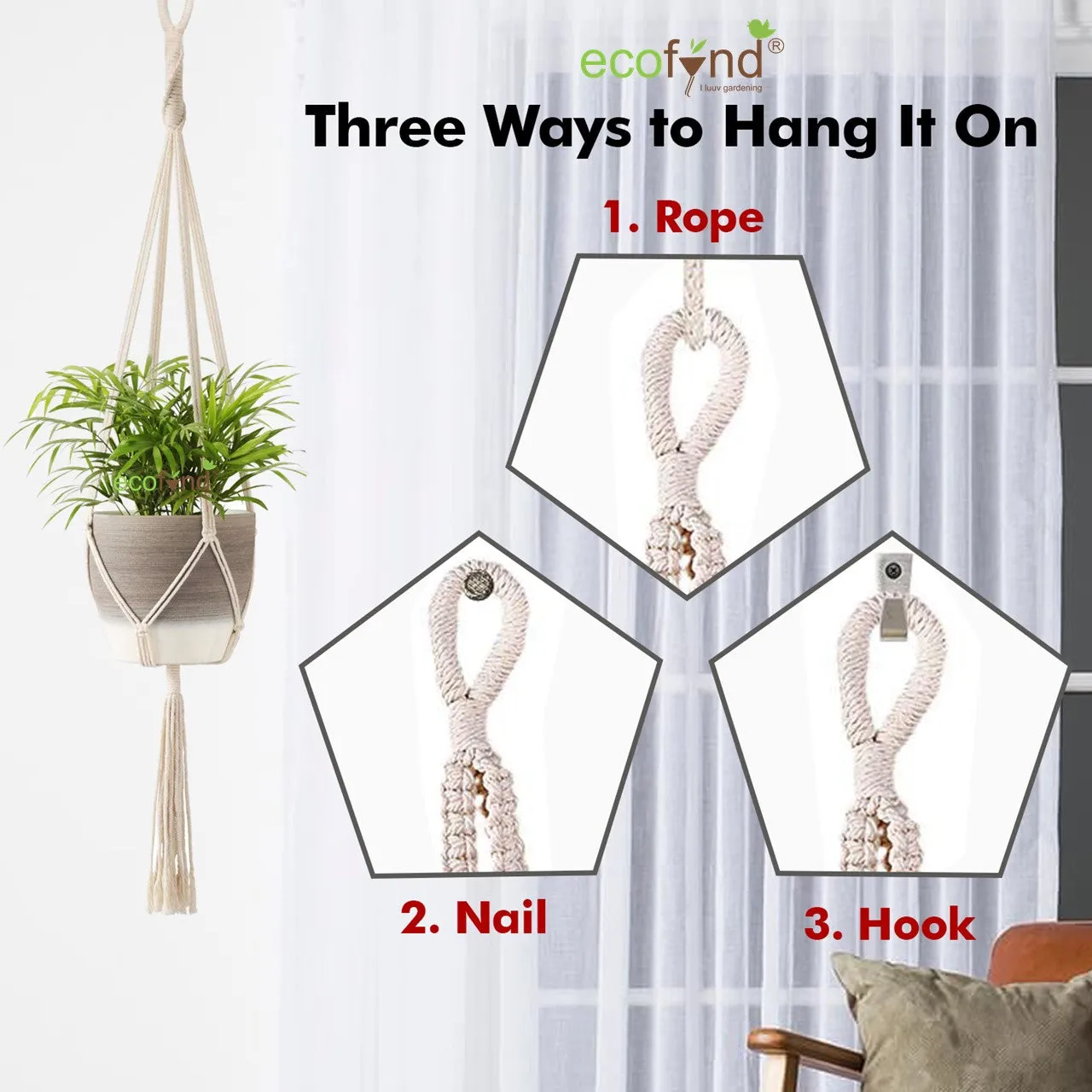 Macrame Cotton Plant Hanger with Beads