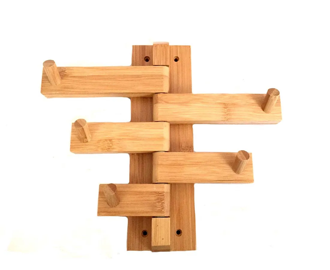 Mato Bamboo Wood Bathroom Wall Mount Towel Hanger Holder Bar Organizer