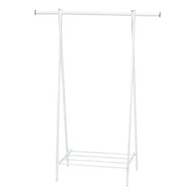 Metal Garment Rack with Slatted Shelf