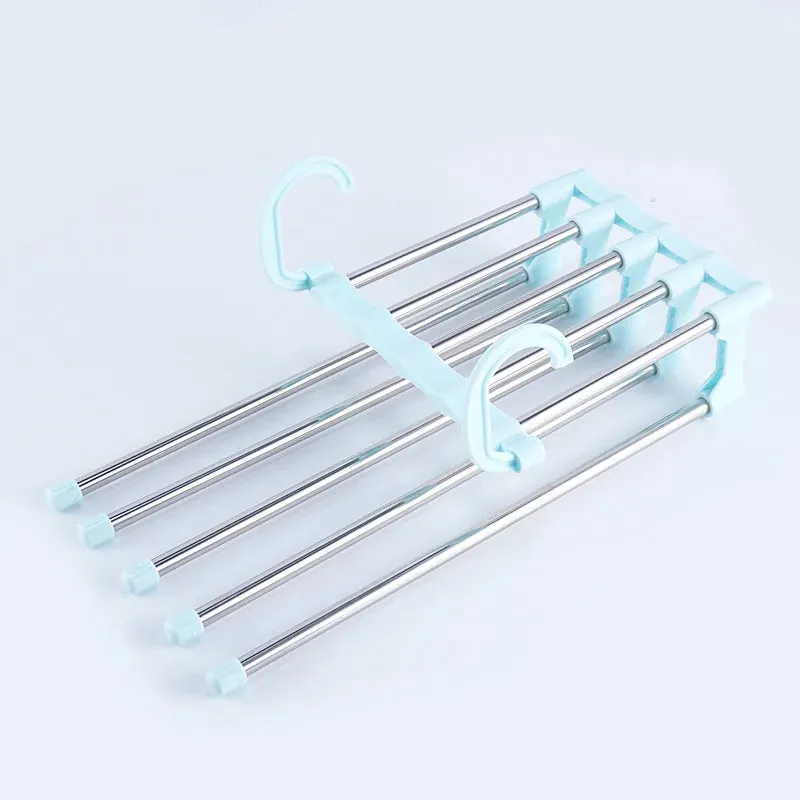 Multi-functional 9 in 1 Trouser Storage Rack Adjustable Pants Tie Storage Shelf Closet Organizer Stainless Steel Clothes Hanger