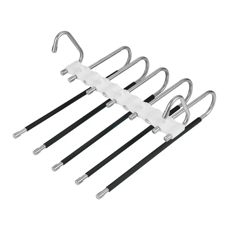 Multi-functional 9 in 1 Trouser Storage Rack Adjustable Pants Tie Storage Shelf Closet Organizer Stainless Steel Clothes Hanger