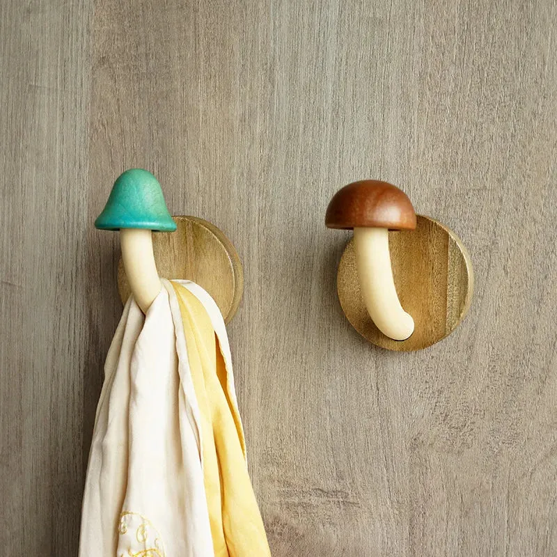 Mystic Mushroom Wooden Wall Clothes Hanger