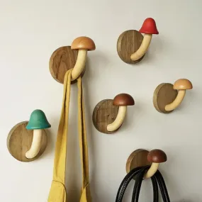 Mystic Mushroom Wooden Wall Clothes Hanger