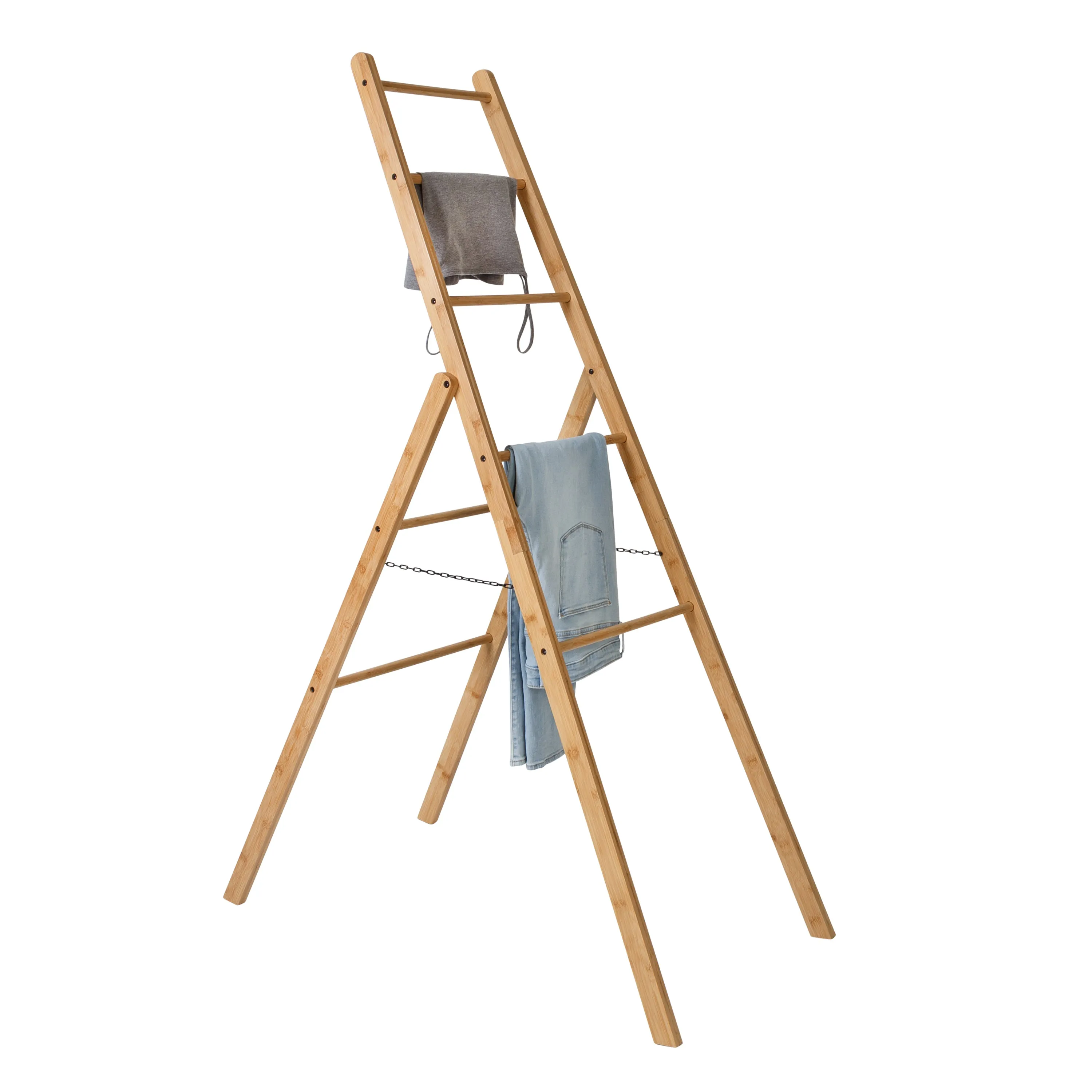 Natural Bamboo Folding Ladder Rack