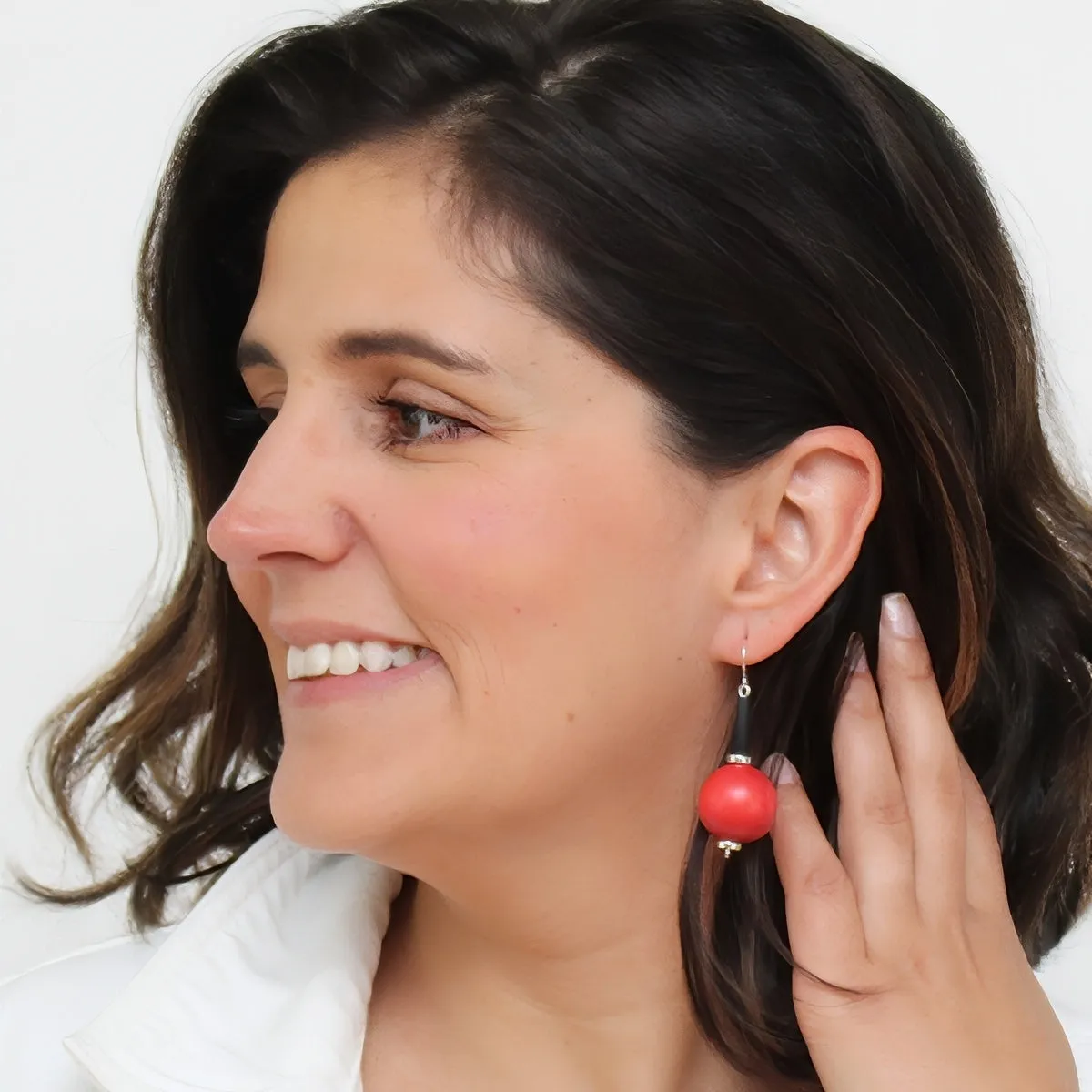 Orange Ball Drop Earring