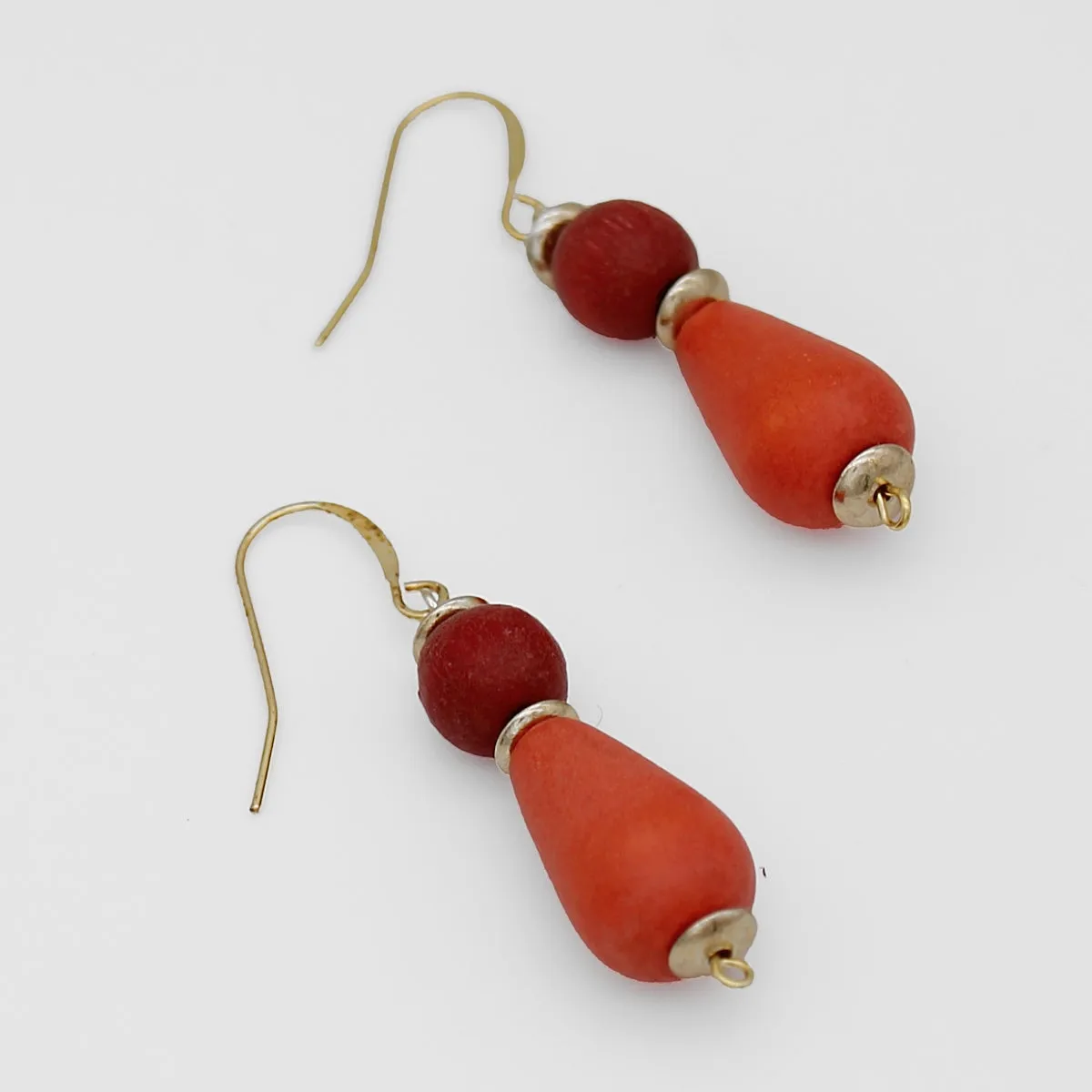 Orange Geometric Dangle Statement Earring